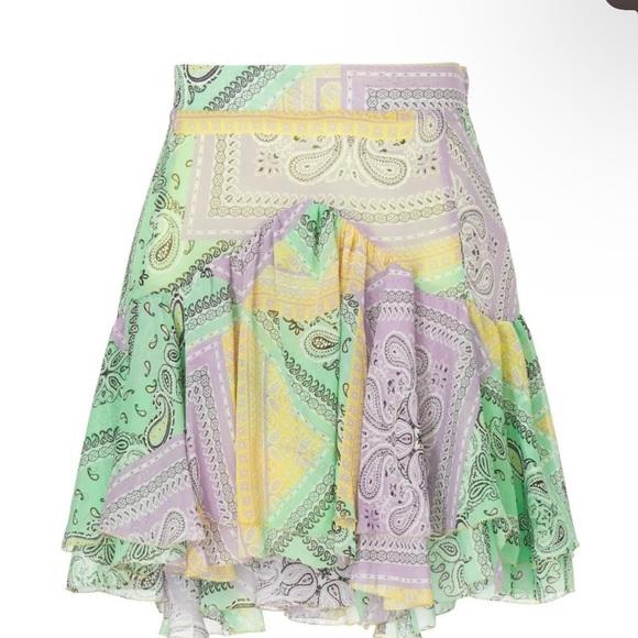 Le Superbe trifecta Paisley Patterned Green and Yellow Skirt - Picture 1 of 8